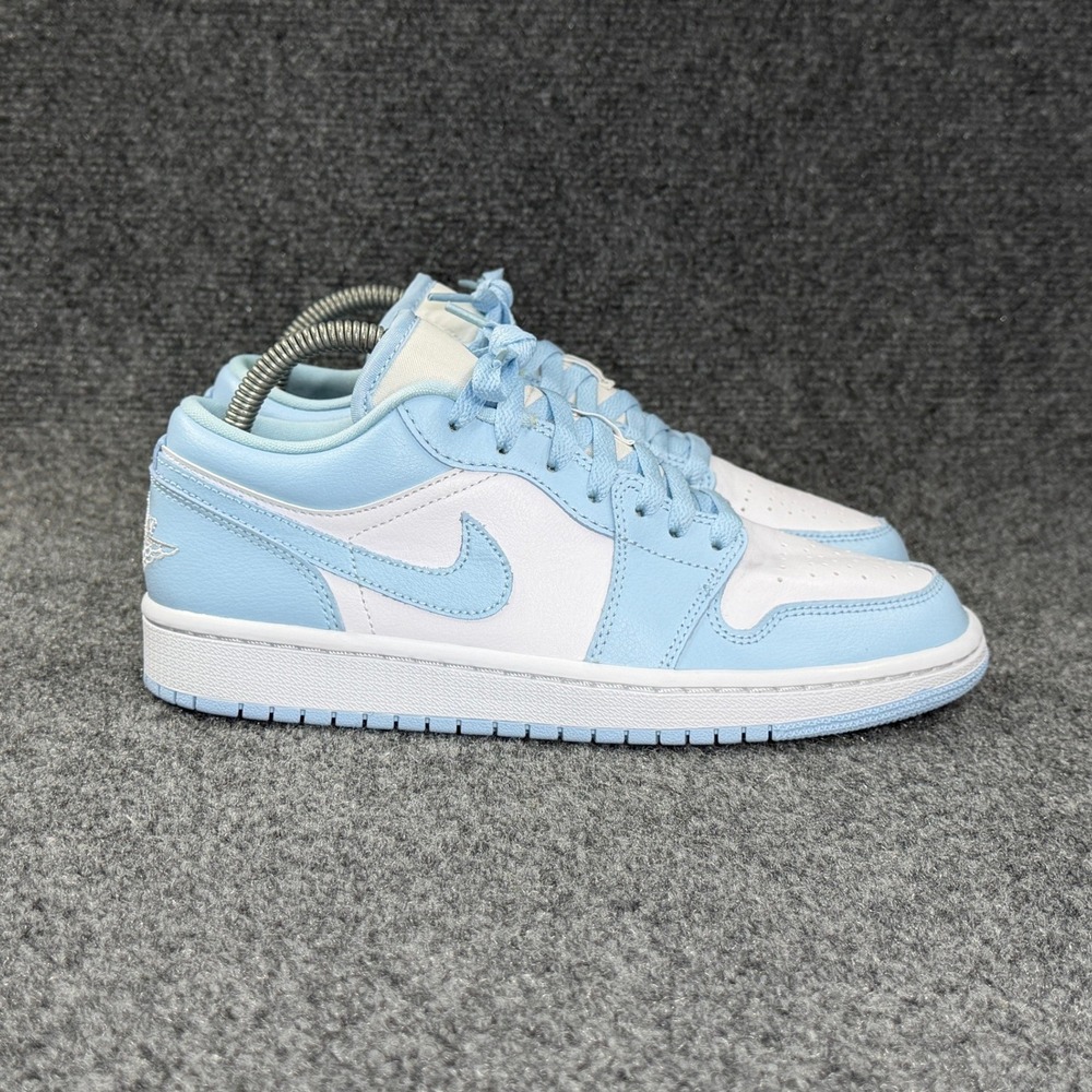 Jordan 1 Low Shoes Women's 8 White Ice Blue Retro Athletic Basketball Sneakers